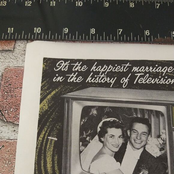 Console Televison TV "Happiest Marriage" Wedding Vtg‎ 1961 B&W PRINT AD - Picture 6 of 10